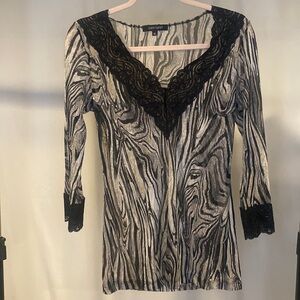 Karen Kane Vintage Sheer Animal Print Top